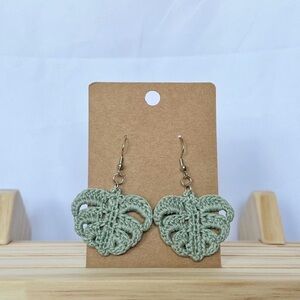 Crochet Monstera Leaf Earrings